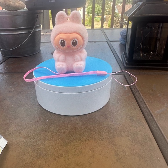 Labubu The Monsters Pop Mart Have a Seat Dada Pink Bunny Plush Keychain - Picture 1 of 5